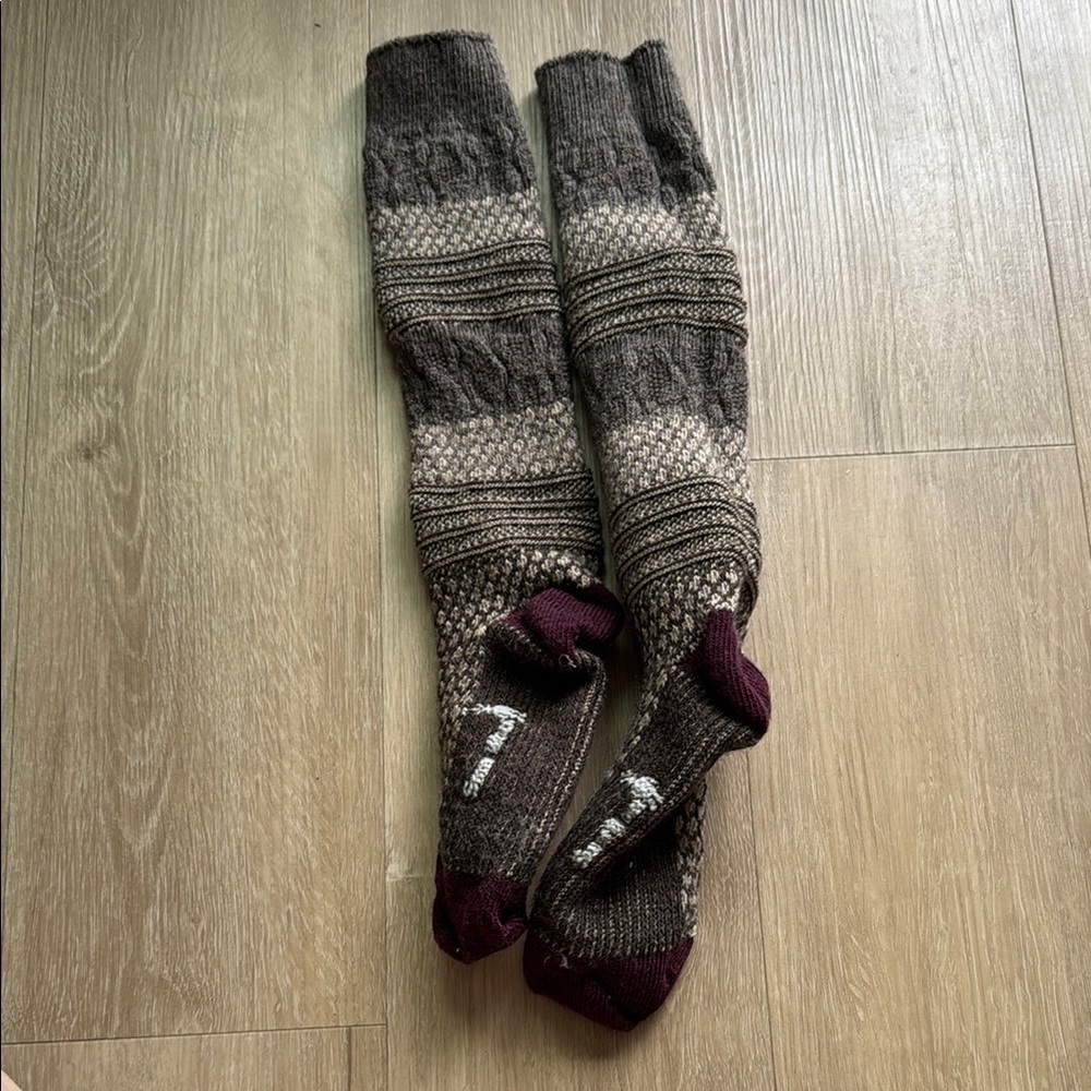 Smartwool Brown and Purple Knee-High Socks Nordic Knit